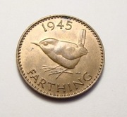 Wielka Brytania farthing 1945 PIĘKNA!