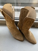 Beżowe kowbojki skórzane Wojas roz. 38 skóra zamsz