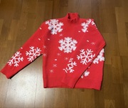 Czerwony zimowy sweterek SHEIN S M