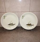 talerze z rybą porcelana Scherzer Bavaria 2szt