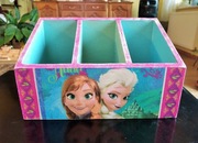 Pojemnik przybornik pudełko KRAINA LODU decoupage