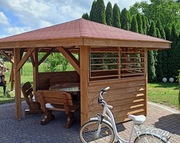 Altana sześciokątna z żaluzja drewniana ruchome deseczki meble ogrodowe  