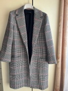 36 S Zara Woman płaszcz kratka prosty fason wiosna