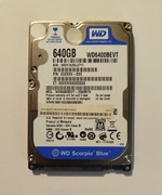 Mało Używany Dysk HDD WD Scorpio Blue 640 GB,Windows 11H/25H2 Opis 