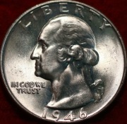 25 centów - SREBRO - Washington 1946 - Quarter Dollar -menniczy 