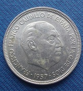 Moneta Hiszpania 5 peset 1957 gwiazda 75
