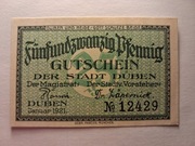notgeld Düben, pieniądz zastępczy, 25 Pf, Januar 1921