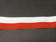 Taśma rypsowa wstążka wstęga biało czerwona 3cm 30mm opaska kotylion