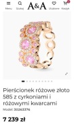 Pierścionek różowe złoto z cyrkoniami