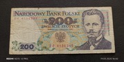 Stary banknot Polska 200 zł 1988 rok PRL 