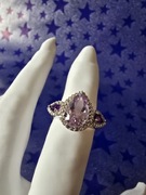 Srebrny pierscionek z ametystem ok 3 ct rodowany