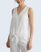 Damska bluzka biała len na szerokich ramiączkach Greenpoint 42/XL