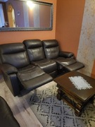 Komplet wypoczynkowy skórzany z relaksem, fotele,bujane z relaksem obrotowe