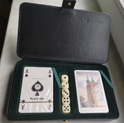 KARTY PIATNIK W ETUI ZE SKÓRY Z KOSTKAMI. NOWE. UNIKAT