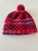 Czapka damska robiona na drutach, podszyta polarem, handmade