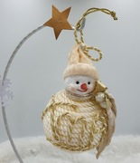 Dekoracja choinkowa - bałwanek kremowo-złoty