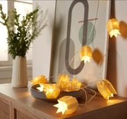 ŁAŃCUCH ŚWIETLNY LED PAPIEROWE KWIATY TULIPAN ŻÓŁTE GIRLANDA 300 CM TIMER