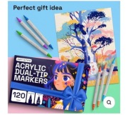 ARTISTRO MARKERY AKRYLOWE 120 PISAKI Z PODWÓJNĄ KOŃCÓWKĄ PEDZELKOWĄ CIENKĄ 