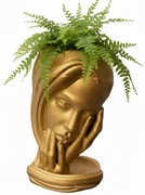 Doniczka osłonka plastikowa złota ozdobna kobieta twarz wys 25 cm