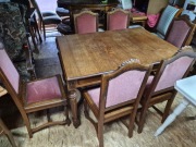 Solidny stół z 6 krzesłami przedwojenny dębowy w stylu eklektycznym !
