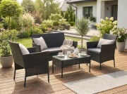 Meble Ogrodowe Technorattan Zestaw na Taras Balkon Ogród Czarne Nowe