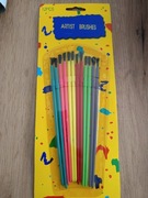 Pędzelki do  malowania szkolne małe zestaw 12 sztuk 