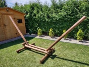 Hamak ogrodowy drewniany stelaż z materiałem