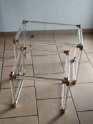 Dwa designerskie stoliki akrylowo mosiężne Glamour, lata 70-te, Włochy 