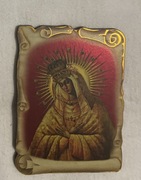 Drewniany magnes na lodówkę Matka Boska Ostrobramska Wilno Litwa (4)