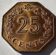 MALTA 25 Cents 1975 okołoMENNICZA