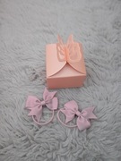 Nowy Zestaw 2 szt. Gumki Kokardki Różowe Pudełko Motyl