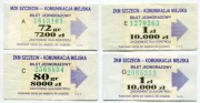 Bilety ZKM, MZK Szczecin - 72gr/7200zł, 80gr/8000zł, 2x 1zł/10000zł reklam