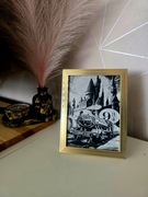 Obraz Harry Potter – Hogwart Express – grawer laserowy 13x18 w złotej ramce