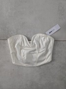 Kremowy, satynowy crop top elegancki biustonosz na lato, nowy, XS