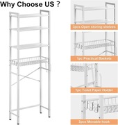 4-poziomowy organizer łazienkowy z regulowaną półką i koszykie