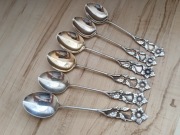 SREBRZONE ŁYŻECZKI DO KAWY FILIŻANKI FINLANDIA KWIATY