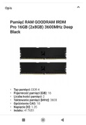 Pamięć RAM  GoodRam IRDM PRO DDR4 16GB 2x 8GB 3600Mhz CL18 Wiecz.. Gwar.