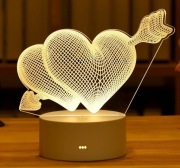 LAMPKA NOCNA 3D, SERDUSZKO, IDEALNE NA WALENTYNKI