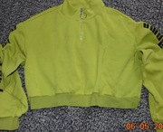 Limonkowa, krótka bluza dresowa, L