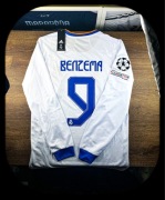 (M) KARIM BENZEMA 9 REAL MADRYT 2021/2022 LIGA MISTRZÓW LONG SLEEVE BIAŁY