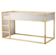 KURA, dwustronne łóżko, biały/sosna, 90x200