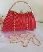 Czerwona Torebka Wieczorowa - Karbowana