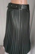 Długa spódnica z ekoskóry plisowana 42 XL nowa