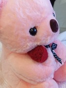 Miśki kolorowe z różom czerwoną pluszaki  prezent zabawa ozdoba 