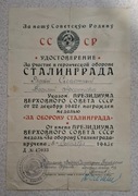 Certyfikat na Medal za Obronę Stalingradu