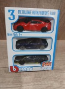 Zestaw 3 metalowych autek Burago