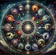 Zestaw do haftowania diamentami znaki zodiaku gwiazdy kosmos 20x20