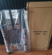 Drabina teleskopowa ze stali nierdzewnej wysokości 5.1m., dwa haki gratis