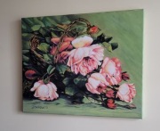 Obraz olejny na płótnie- piwonie w koszyku