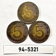 Moneta 5 zł  1994 rok ZESTAW = 3 szt. 94-5321